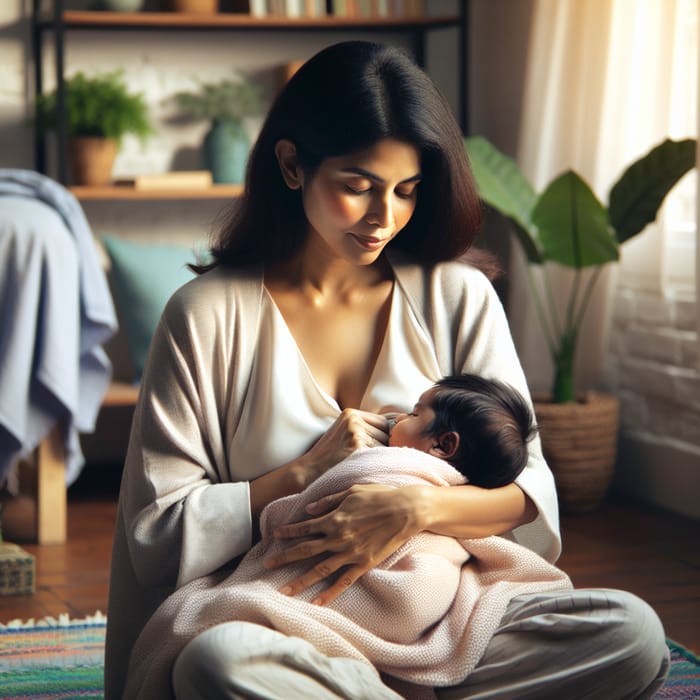 Breastfeeding Mother in Cozy Environment