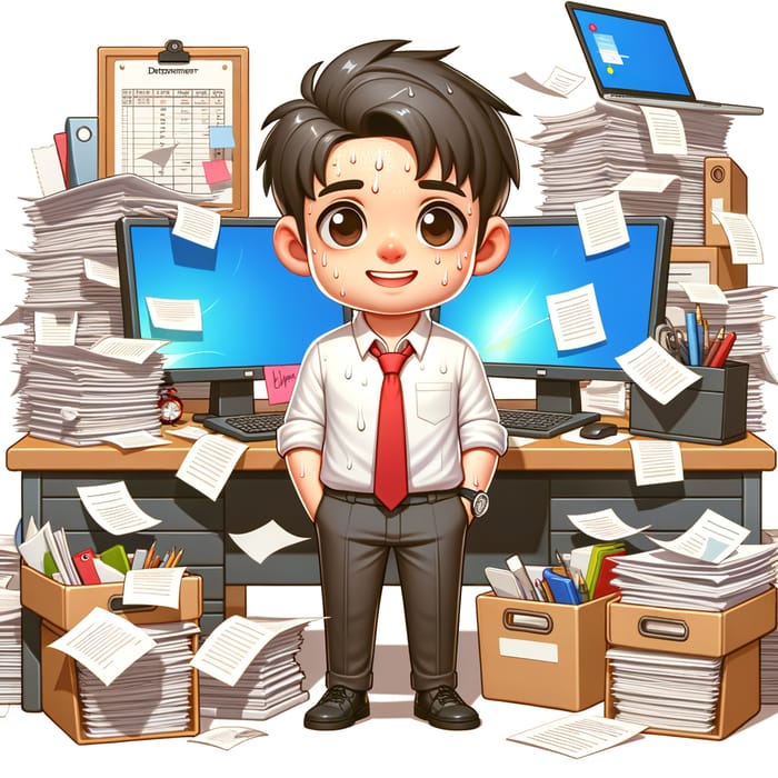 Friendly Entrepreneur in 3D Cartoon Style - Disorganized Management