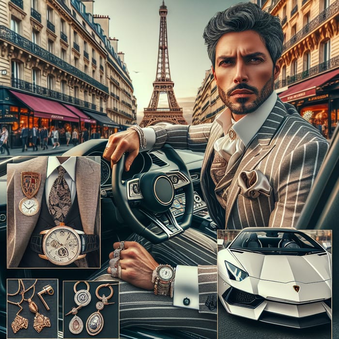 Hispanic Millionaire Donates Designer Clothes Driving a Lamborghini in Paris