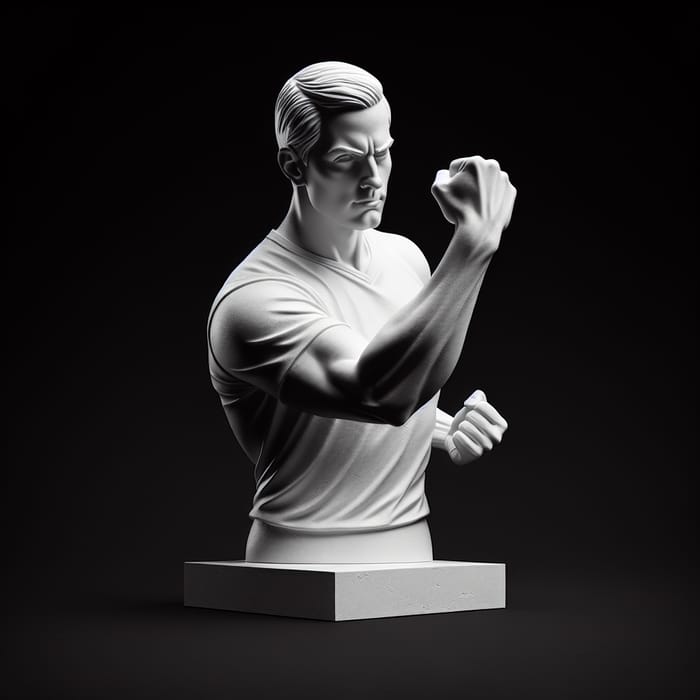White Motivational Human Statue on Black Background | Inspiring Determination