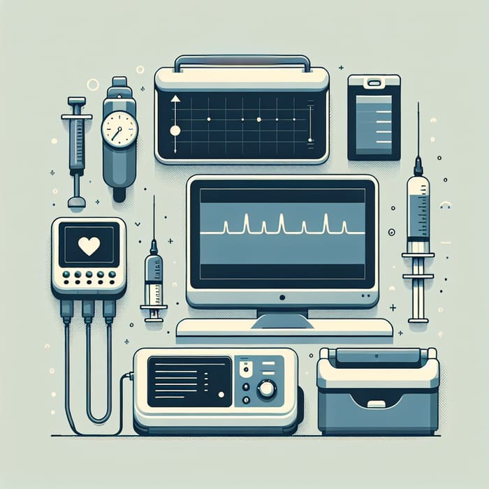 Minimalistic Sports Clinic Background with Syringes and Ultrasound Machine