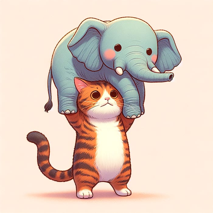 Cat Carrying Elephant: Unique Image