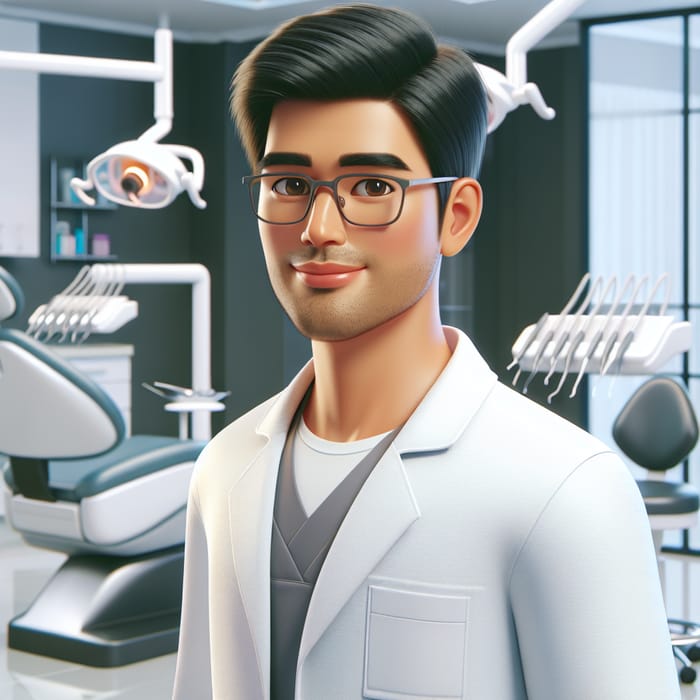 Professional Male Dentist in Modern Clinic | 3D Cartoon