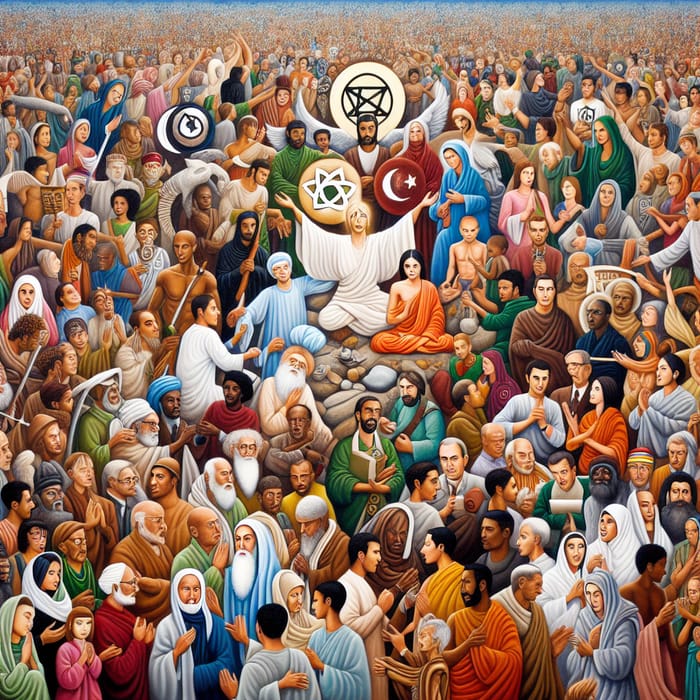 Humanity's Religion: Symbolic Oil Painting of Unity in Diversity