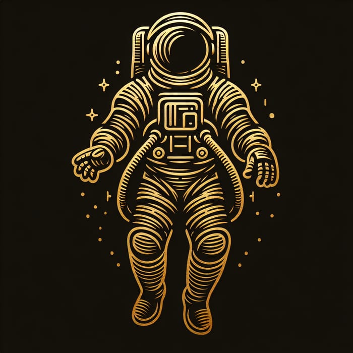 Golden Astronaut Outline on Black Background - Space Exploration