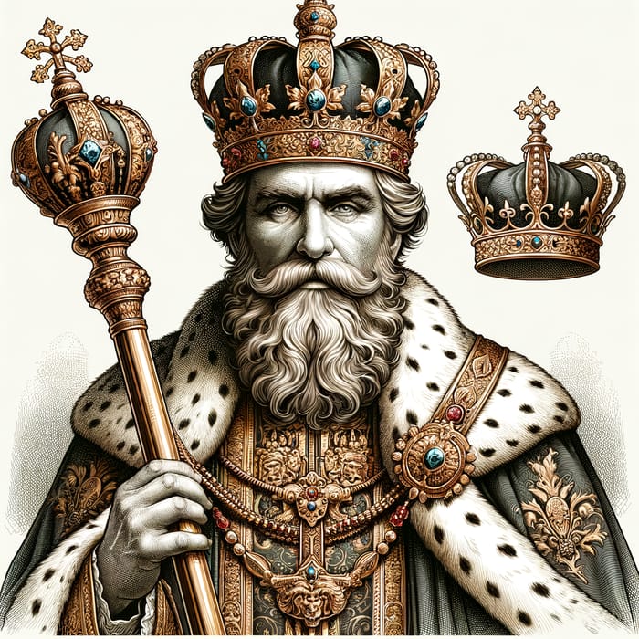 Majestic King Illustration - Monarch in Opulent Attire