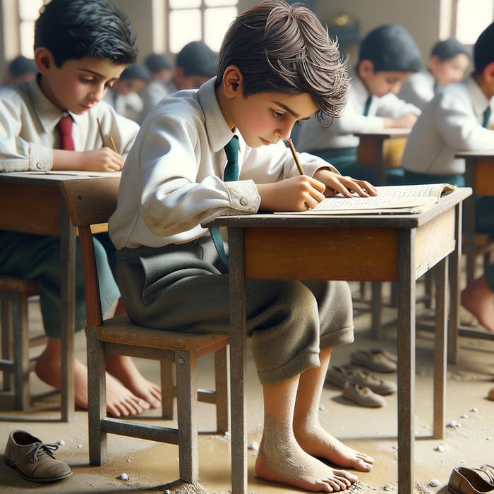 Imaginative Scene of Middle-Eastern Boys Studying at School