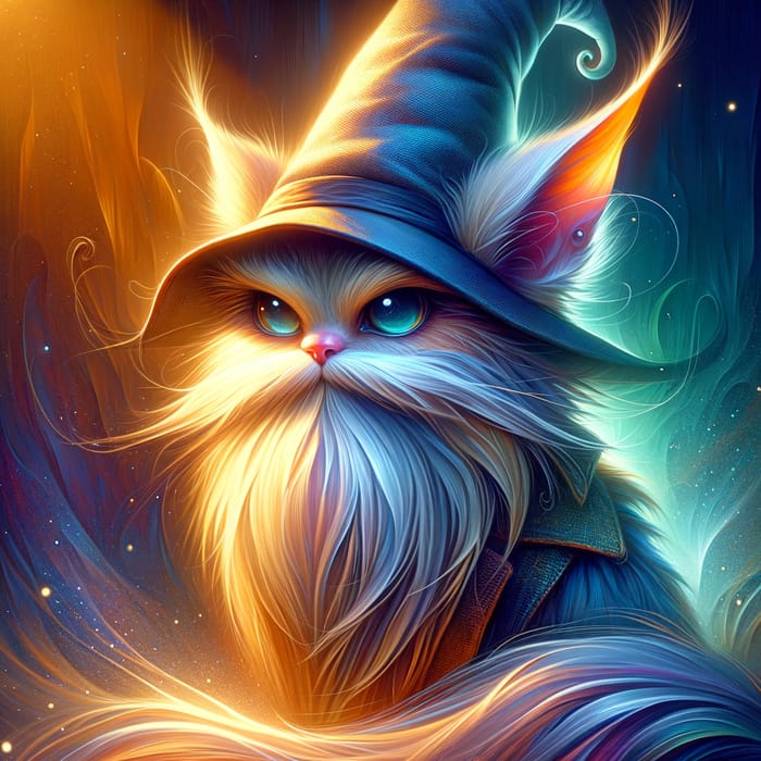 Fantasy Gnome Cat: Whimsical Storybook Illustration
