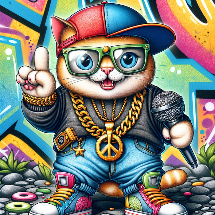 Cool Cartoon Cat Rapper | Stylish Hip-Hop Pose