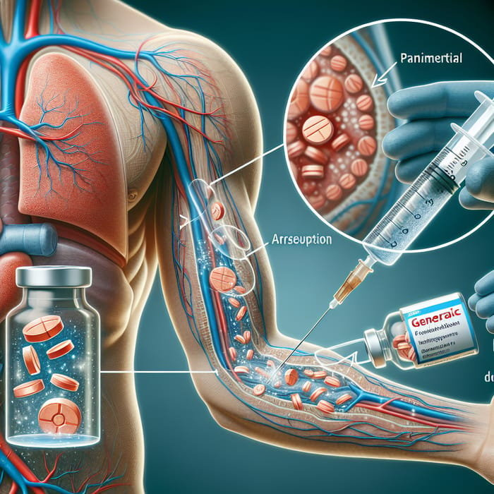 Parenteral Medication Absorption Process: Scientific Illustration