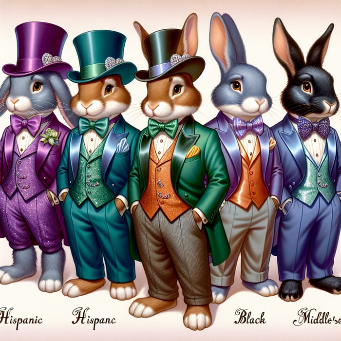 Elegant Rabbits Dressed in Unique Styles