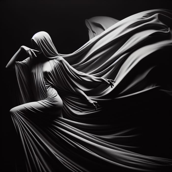 Dramatic Film Noir Portrait of Mysterious Cloaked Figure