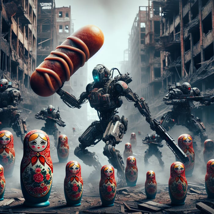 Sausage Battle of Matryoshka Dolls & Alyonushka Cyborgs in City Rampage