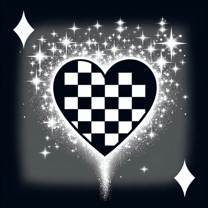 Checkerboard Heart with Sparkles - Magical Design