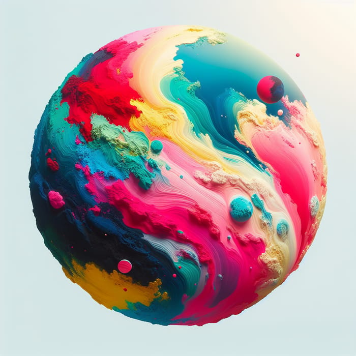 Colorful Alien Planet: Bold Landmasses in Red, Pink, Yellow & More