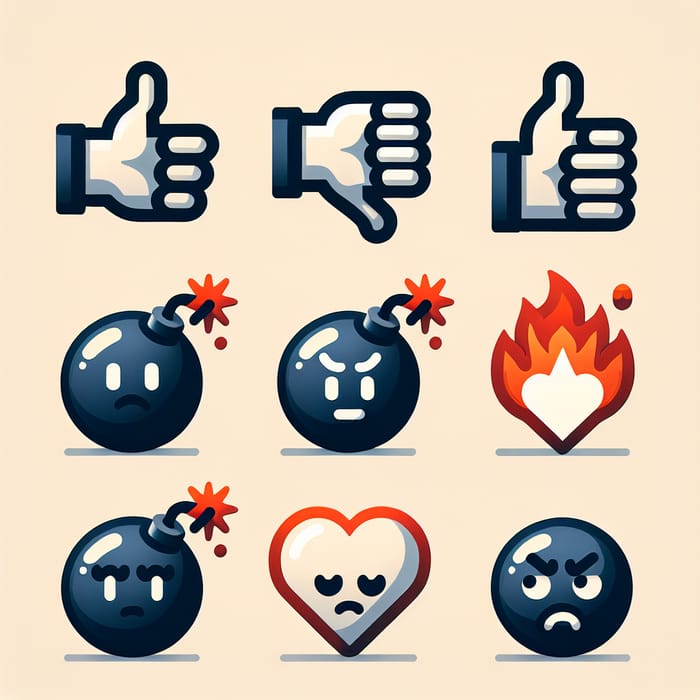 Modern Minimalist Style Emojis: 👍👎💣💖😕