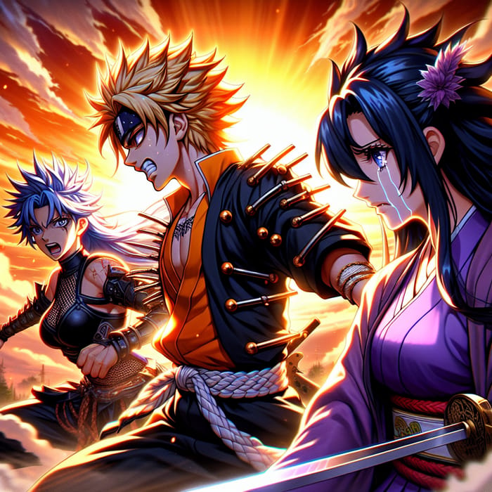 Naruto vs Sasuke: Intense Battle with a Tearful Hinata