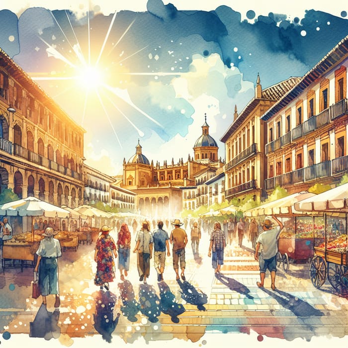 Sunny Watercolor of Granada - A Vibrant Scene