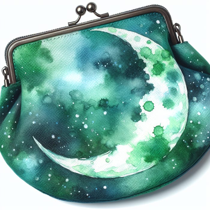Green Moon-Shaped Bag with Aquatic Effect
