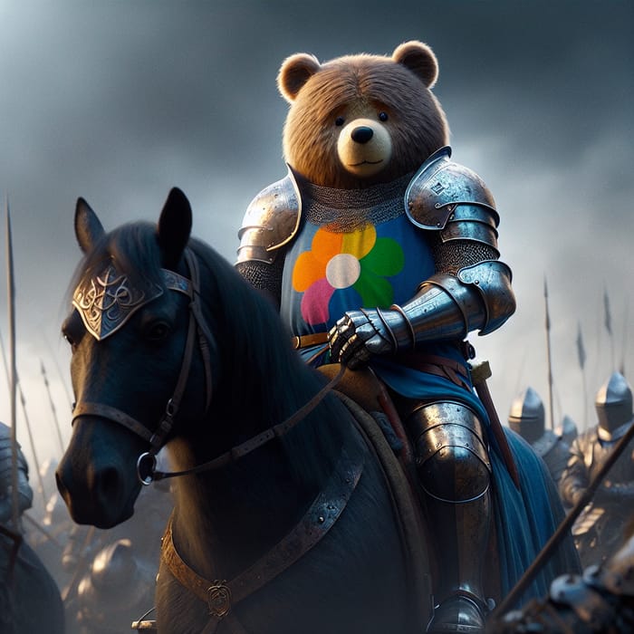 Bear Knight Warrior on Dark Horse - Victorious Journey