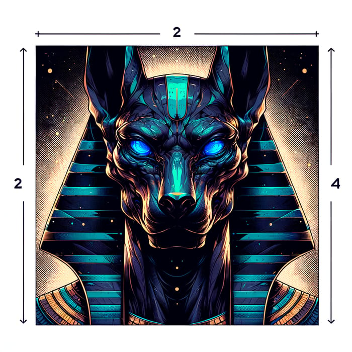 Imposing Anubis with Blue Eyes | Detailed 2D Vector Art