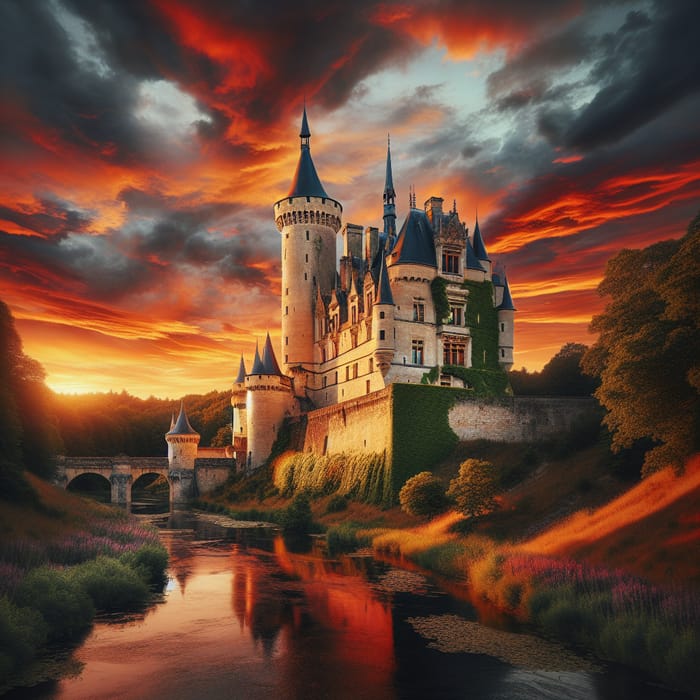 Castle at Sunset: A Majestic Example of Old-World Beauty