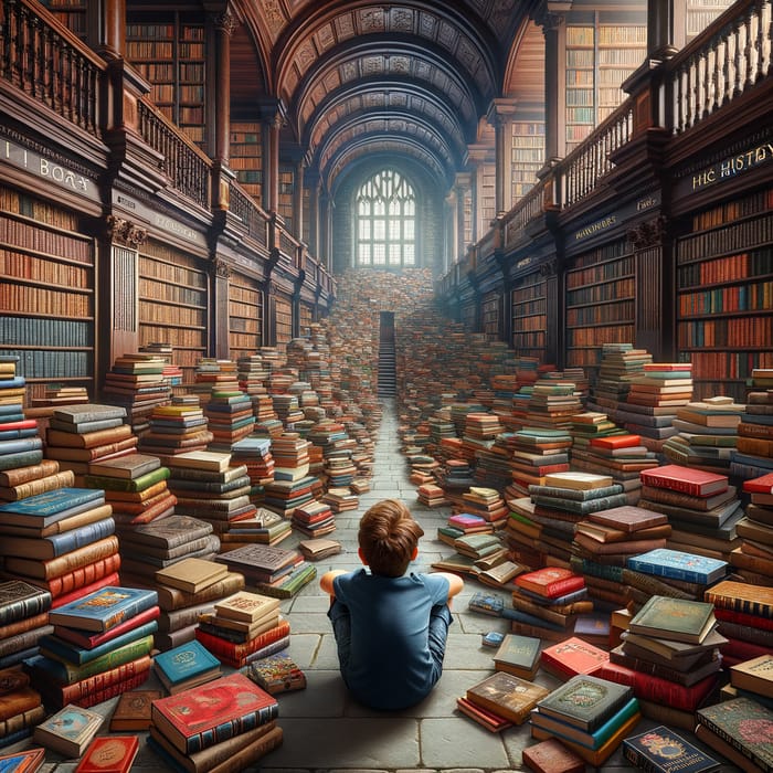 Explore a World of Knowledge | Boy Amidst Books
