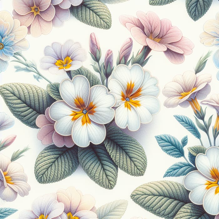Seamless Primrose Floral Pattern Design - Blooming Season Ambiance