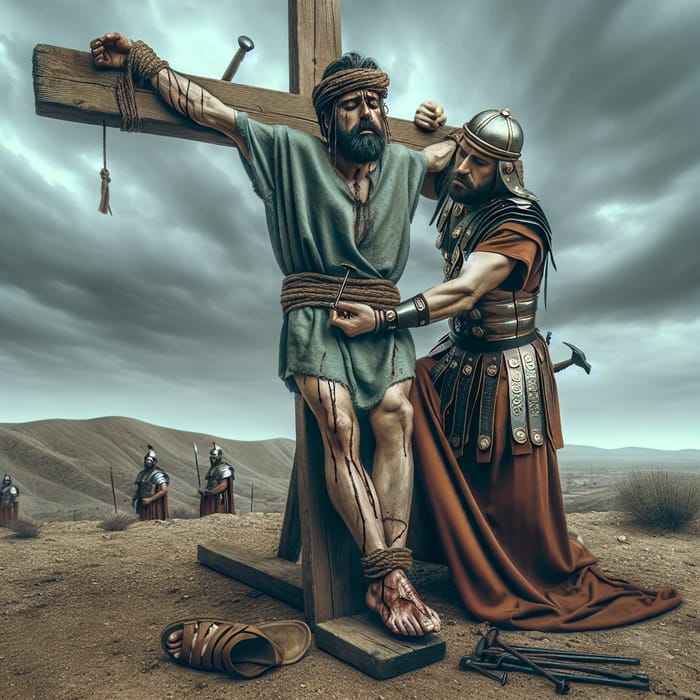 Hyper-Realistic Crucifixion Scene Depiction