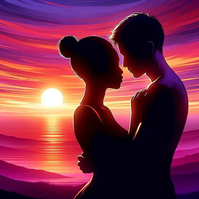 Majestic Sunset Embrace: Tranquil Summer Love Story