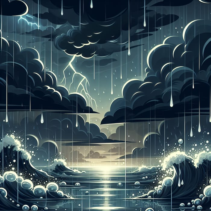 Animated Heavy Rain: Dark Clouds & Large Raindrops