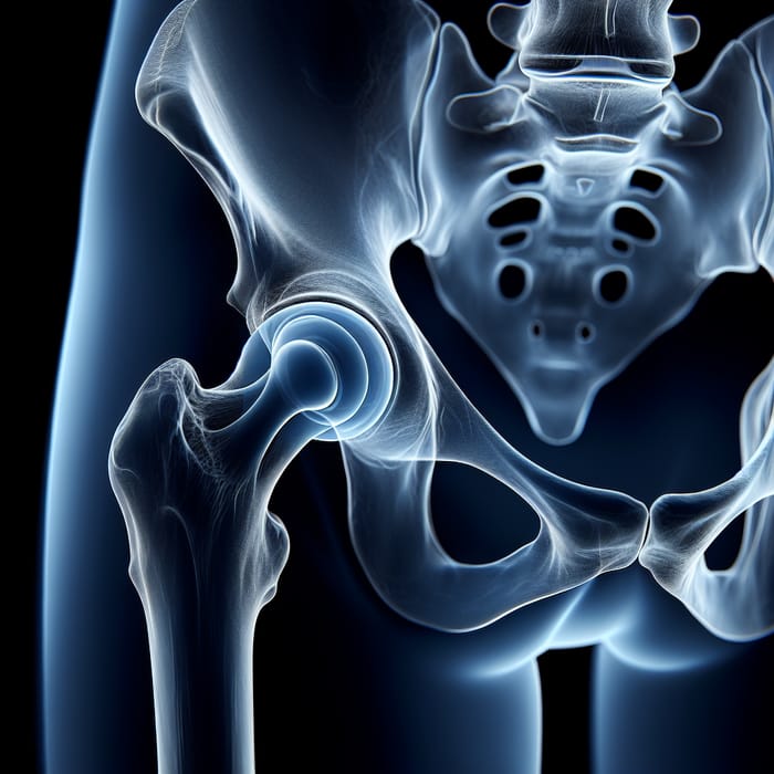 Detailed Human Hip Joint X-ray: Anatomy View