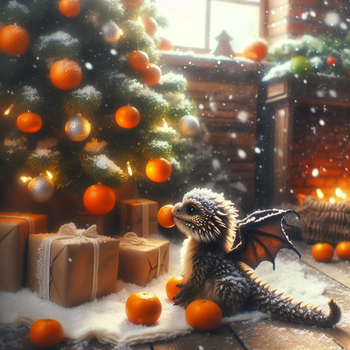 Cute Dragon Christmas Tree Snow Mandarin Gifts