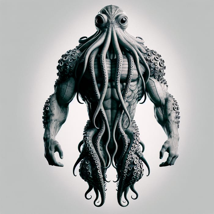 Muscular Humanoid Monster with Tentacle and Octopus Face