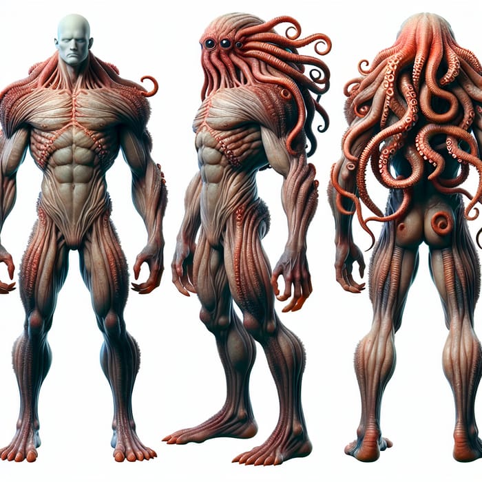 Realistic Humanoid Monster with Octopus Features | Unique Creature Design