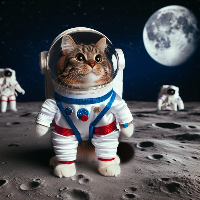 Cat Astronaut on the Moon - Cosmic Feline Adventure