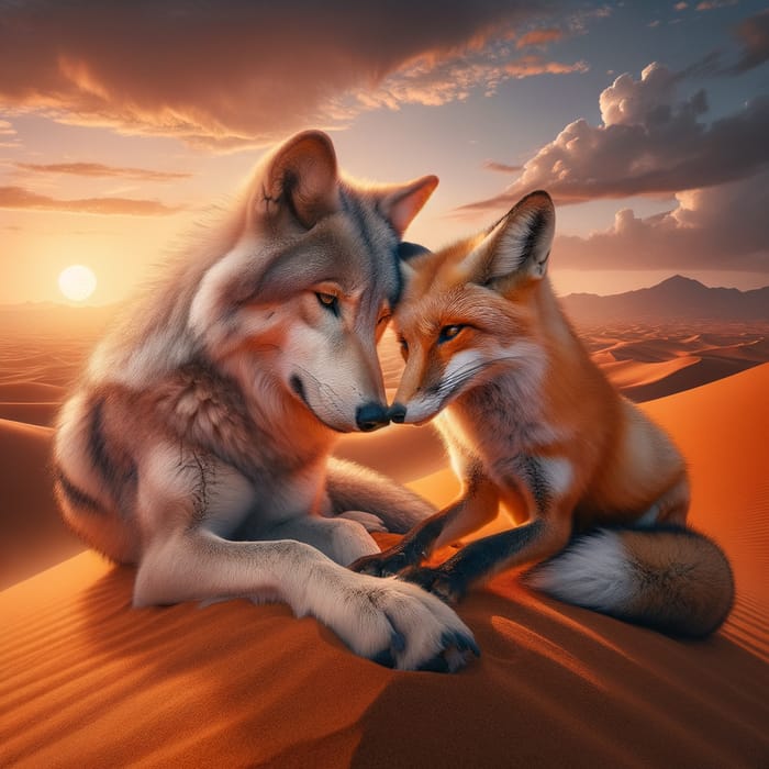 Wolf and Desert Fox In Love - Wildlife Romance | Beautiful Wildlife Photography