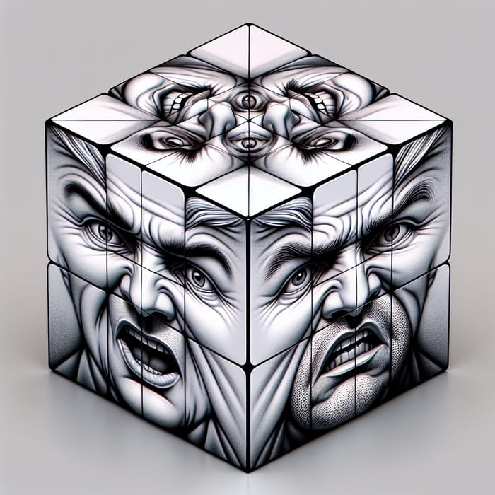 Cube with Four Unique Faces Rotating 360 Degrees