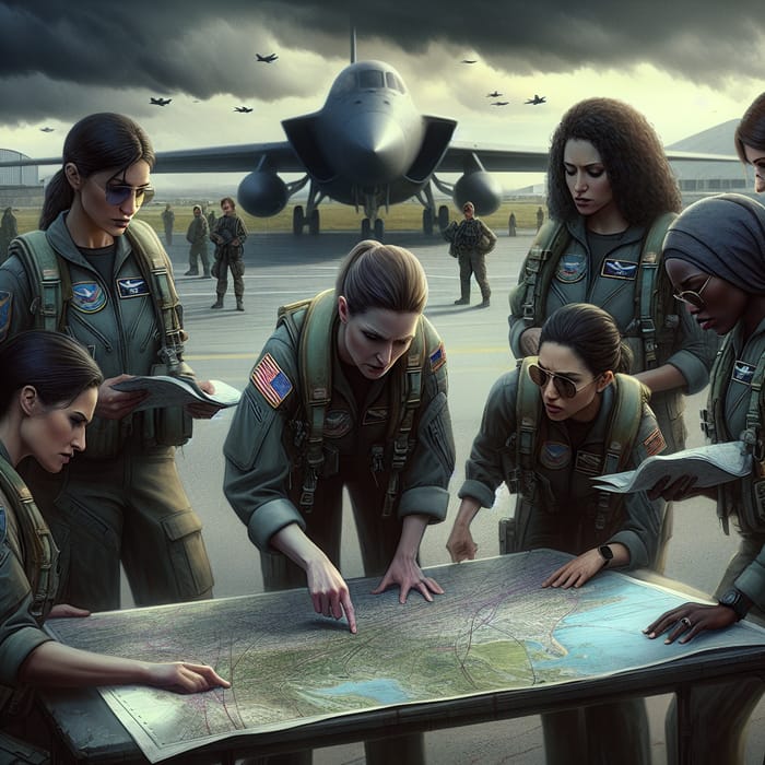 Military Women Pilots at Airfield: Training in Focus