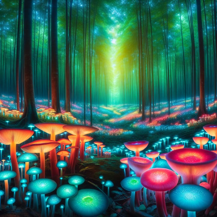 Mystical Forest with Luminescent Mushrooms | Enchanting Wilderness