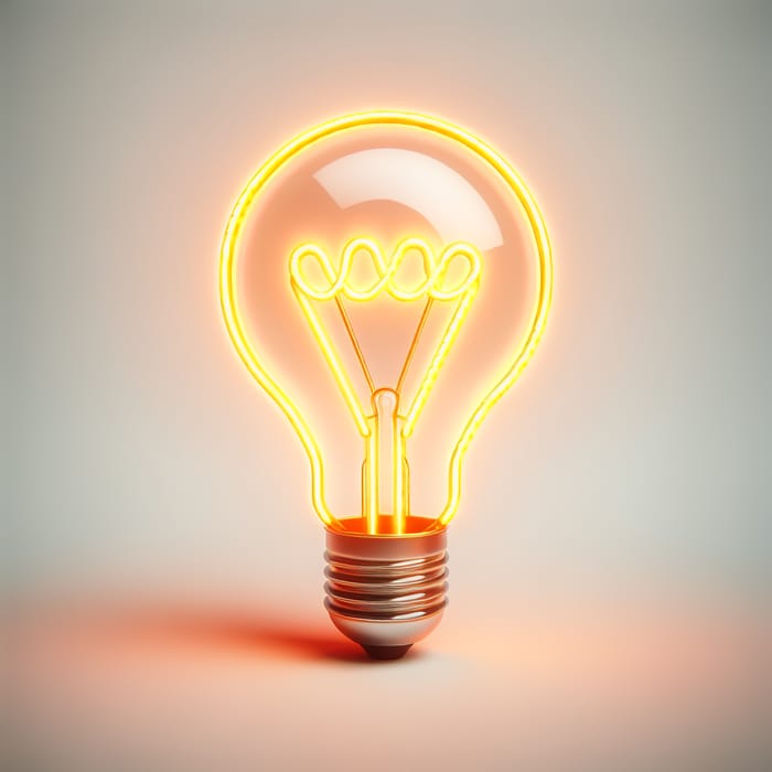 Neon Light Bulb on White Background