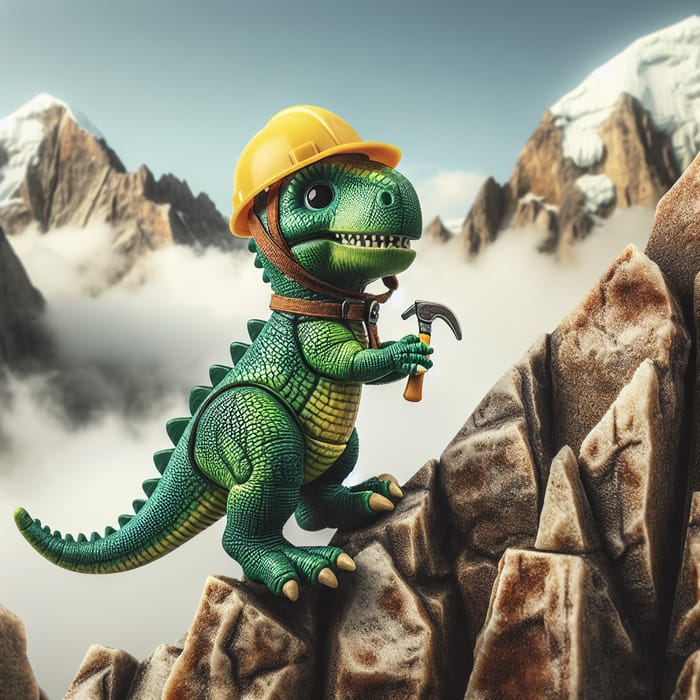 Cute Dinosaur Climber in a Hard Hat | Adventure Awaits