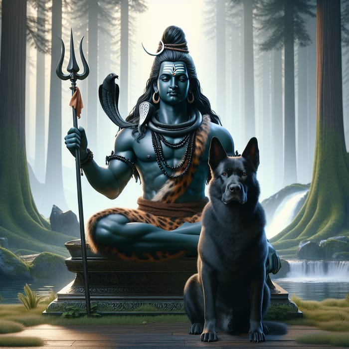 Kaal Bhairav Shiva Avatar with Serene Black Canine