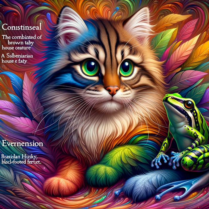 Fantastical Creature: Cat, Husky & Frog Fusion