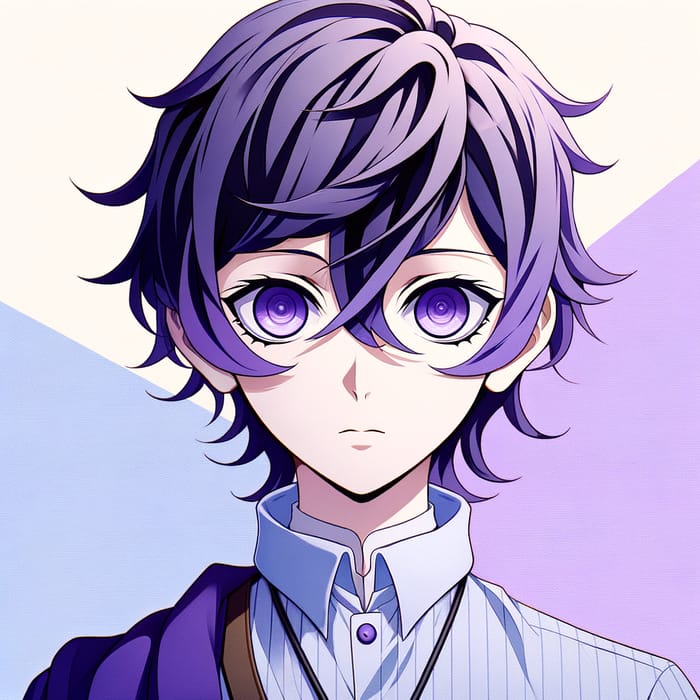 Inspiring Anime Boy with Purple Hair and Eyes | Artwork
