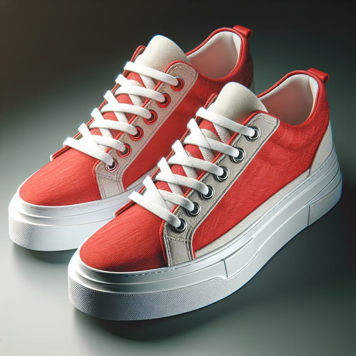 Vibrant Red Lace-Up Sneakers | High Quality Shoes