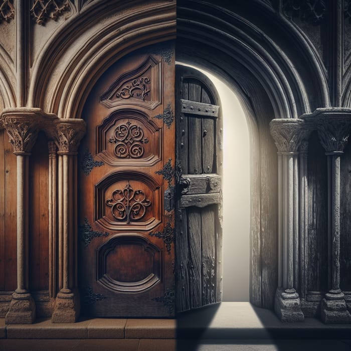 Poetic Wooden Doors: Eloquent & Faded Contrast
