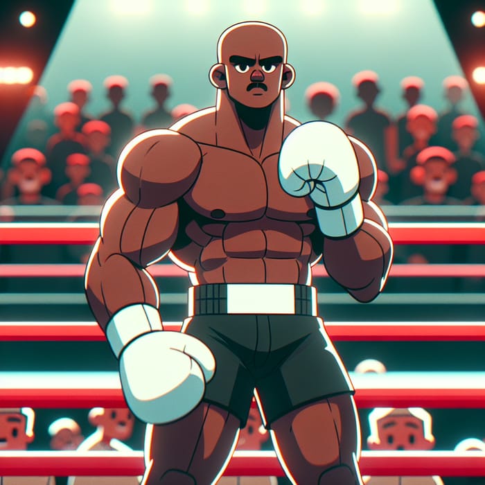 Muscular Afro-American Boxer in White Gloves - Animation