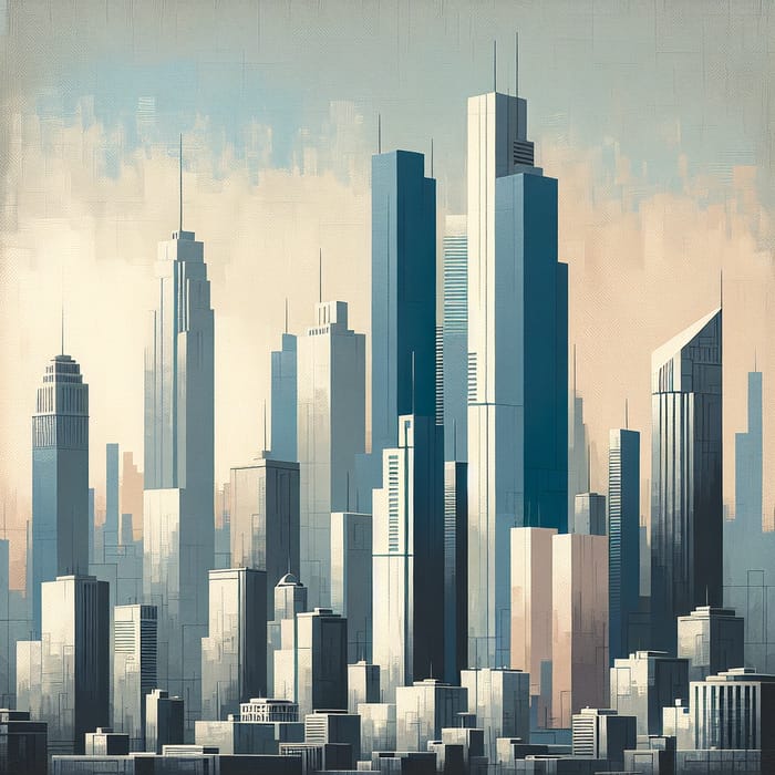 Minimalist Cityscape Painting | Urban Skyline Art | Buildings