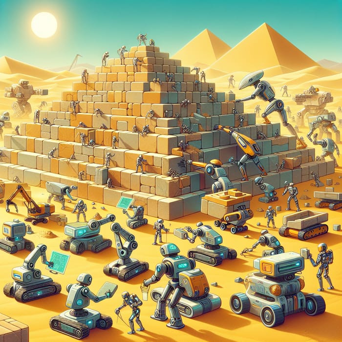 Robots Constructing Ancient Pyramids